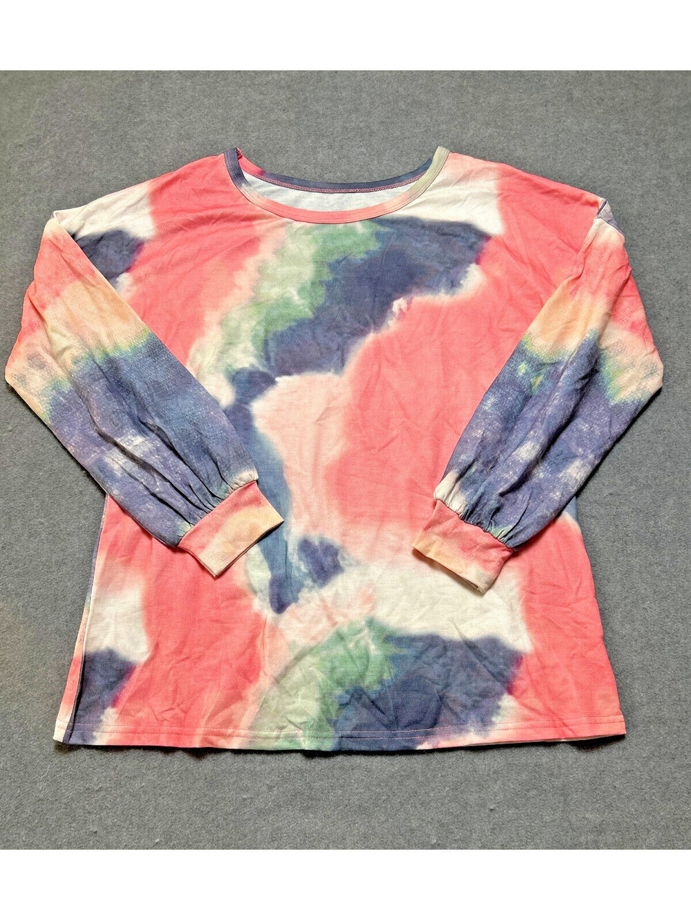 Womens Small Tie Dye Pullover Sweatshirt Pink Blue Long Sleeve Casual Top